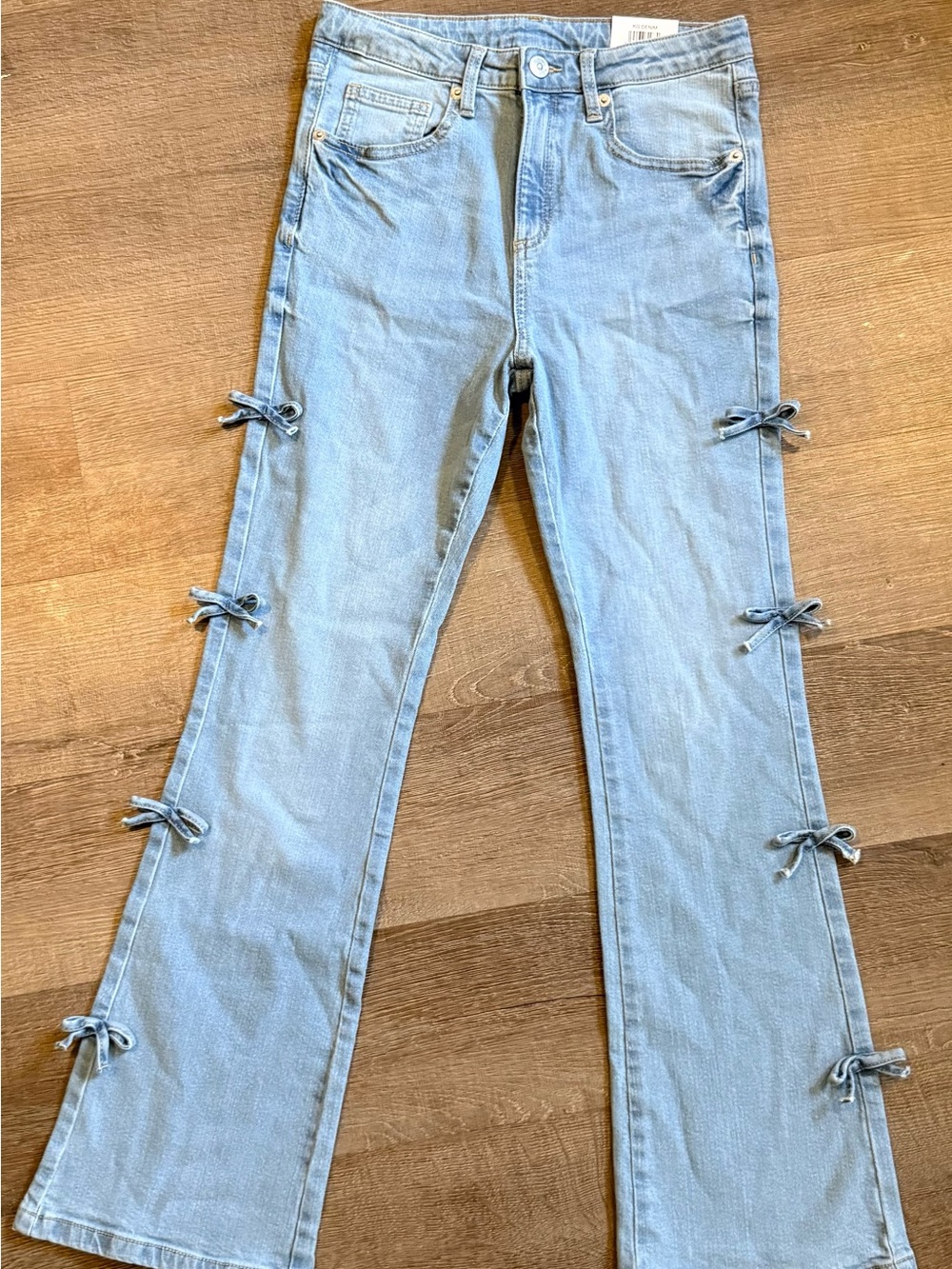 Epic Threads Light Blue Bow-Detail Flare Jeans